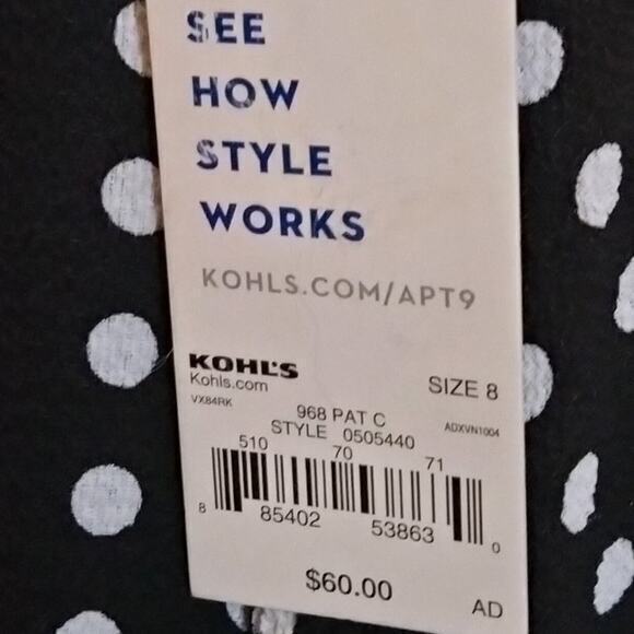 Apt. 9 Scalloped Fit & Flare Dress with Scalloped V-Neck Polka Dots Women Size 8 - Picture 6 of 6